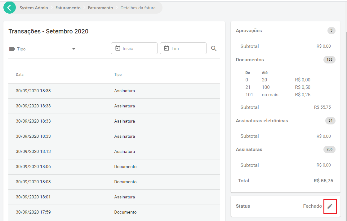 Update invoice status