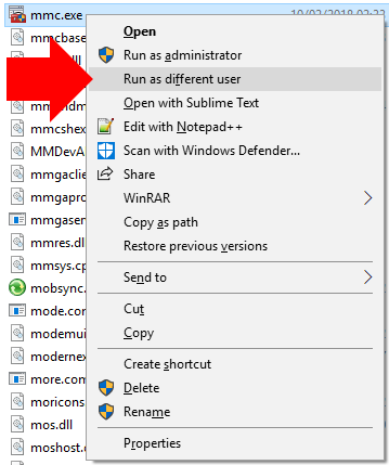 Run mmc.exe as different user